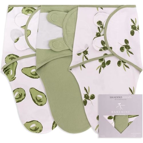 BAREMINE Newborn Swaddles - Baby Swaddles 0-3 Months - 3 Pack Premium Cotton Swaddle Blankets - Adjustable Infant Sleep Sack - Baby Gifts for Boys Girls - Gender Neutral Baby Gift - 100% Cotton