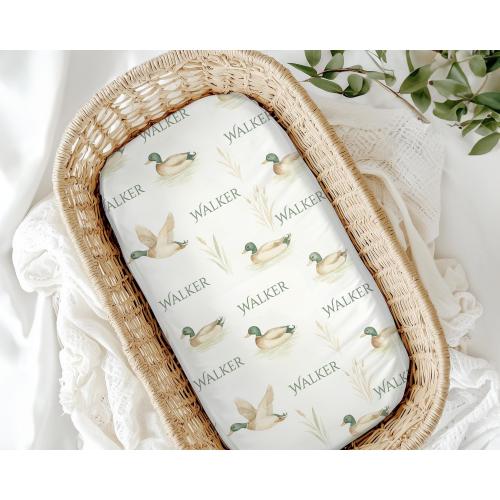 Custom Mallard Duck Changing Pad Cover, Newborn Bassinet Sheet