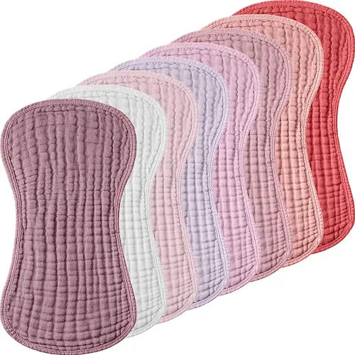 Frienda 8 Pack Muslin Burp Cloths Girl Large 20 x 10 Inch Cotton Burp Rags Absorbent Soft Newborn Face Towels for Newborn Baby Boy Essential Shower Gift Pink