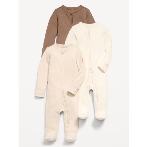 Ribbed 2-Way-Zip Sleep & Play Footed One-Piece 3-Pack for Baby 3-6month