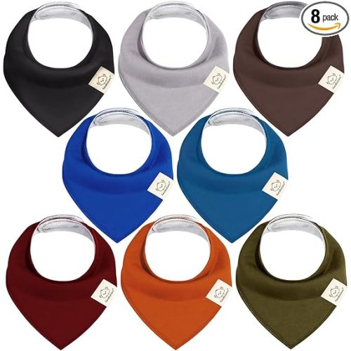 8pk Organic Baby Bandana Bibs for Drooling and Teething (Coastline)