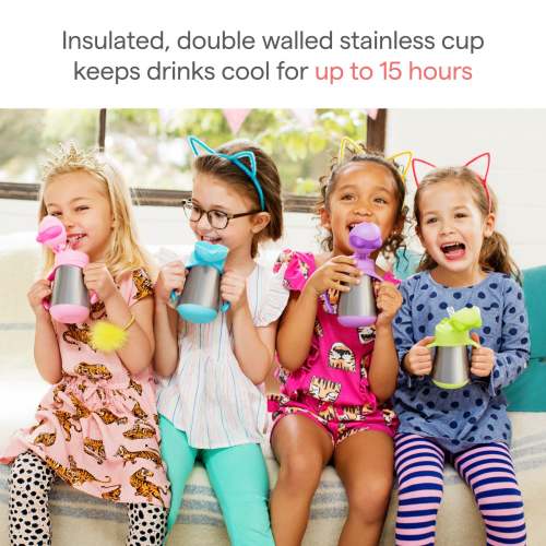 Munchkin Personalized Cool Cat™ Stainless Steel Straw Cup - Purple