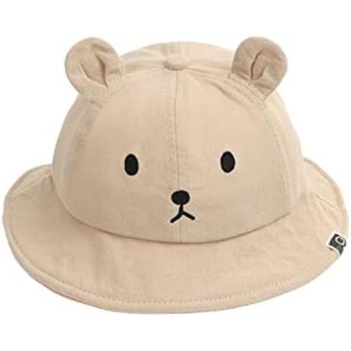 Baby Sun Bucket Hat for Boys Girls, Cute Bear Toddler Summer Hats, Wide Brim Cap for Infant Kids