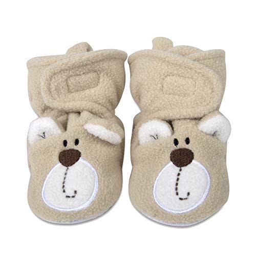 Cozy Fleece Baby Booties- Sherpa Baby Crib Booties Soft Soled Winter Shoes Unisex Fleece Booties Baby Boy, Baby Girl 0-6 Months