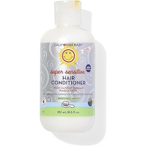 California Baby Super Sensitive Hair Conditioner | 100% Plant-Based Ingredients | Fragrance Free Conditioner For Dry Hair | Softens & Detangles | Allergy-Friendly | Baby Conditioner & Kids Conditioner | 251 mL / 8.5 oz.