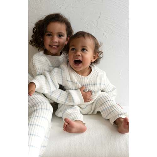 Children’s ‘Sky Blue Stripe’ Ribbed Knit Pant – Oat Co