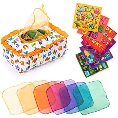 EFO SHM Baby Toys 6 to 12 Months, Montessori Toys for Babies 6-12 Months, Soft Baby Magic Tissue Box, Infants Contrast Crinkle Sensory Toy for 1 Year Old Boys Girls Kids Early Learning Toys Baby Gifts