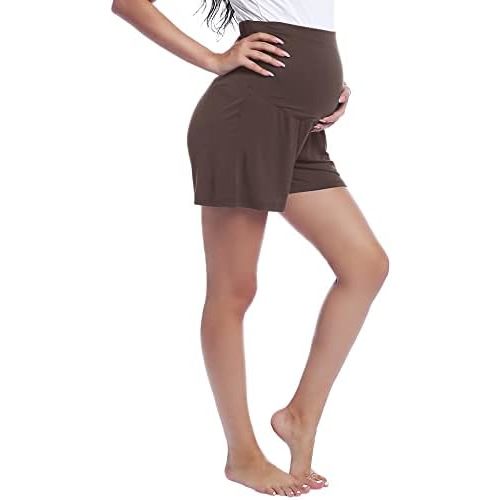 Joyaria Cooling Breathable Maternity Shorts Bamboo Viscose Super Soft Pregnancy Pajama Shorts Over The Belly Moisture Wicking