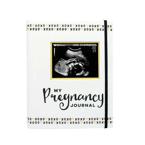 Pearhead Pregnancy Journal Book White Gold Black 74 Pages Organizer Keepsake
