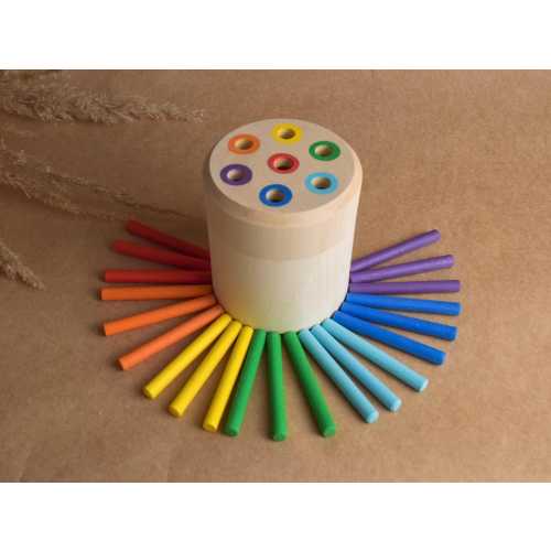Matchstick Color Drop Sorter Toy Baby Development Learning Game Montessori Rainbow Educational Wooden Toy for Toddler Birthday Gift for Kid