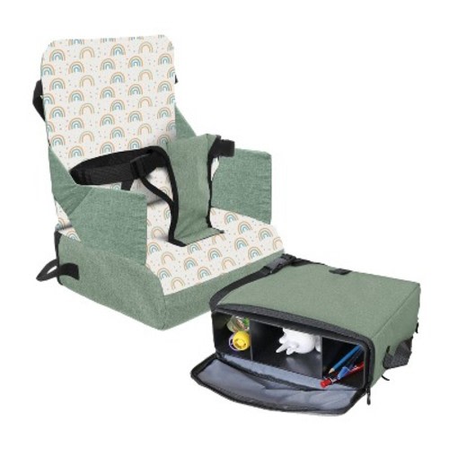 Dreambaby Grab ‘N Go Travel Booster Seat – Portable Toddler High Chair for Dining - Rainbow Sage