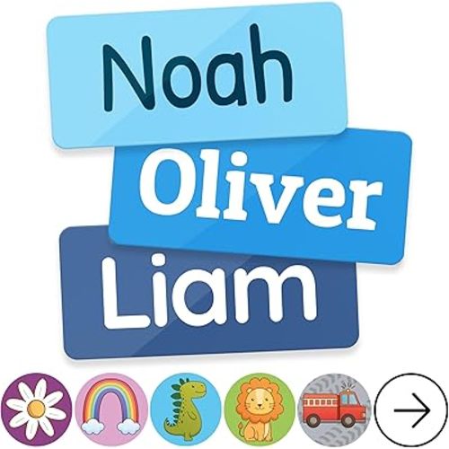 TagBuddy® Personalized Daycare Name Labels for Kids [70pcs] - Waterproof Name Stickers for School, Baby Bottles & Clothing - Custom Name Stickers - Washable Stick On Labels (1.2”x0.5”)
