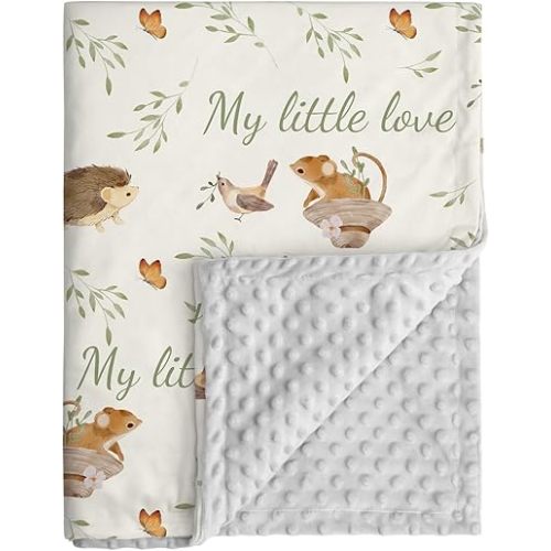 Baby Blankets for Newborn - Nursery Minky Blankets Super Soft for Boys Girls, Infant Toddler Blanket with Double Layer Dotted Backing for Baby Crib Stroller, 30 x 40 Inch, Animal World