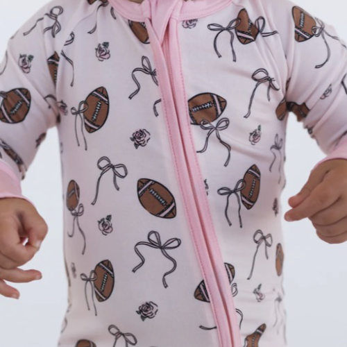 Blush Football Zipper Romper – In My Jammers