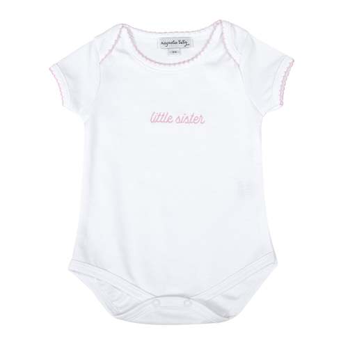 Little Sister Pink Trim SS Bodysuit