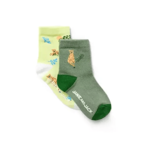 Baby Herbal Green And Lime Green Baby Cheetah Sock 2-Pack by Janie and Jack