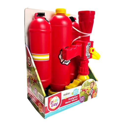 Play Day Firefighter Backpack Water Blaster – Firehose Role Play Toy for Outdoor Fun – Ages 3