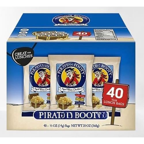 Pirate Booty Aged White Cheddar Puffs, 0.5 oz., Pack of 40 (Pack of 1)