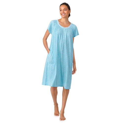 Aria Women's 100% Cotton Raglan Sleeve Smocked Neck 40" Sleepwear Gown, Sizes XS-5X