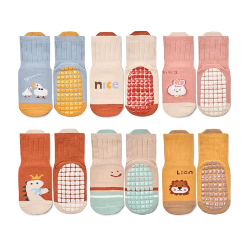 Bearbay Baby Non Slip Ankle Socks with Grippers for 0 Months-7 Years Old Walking Socks