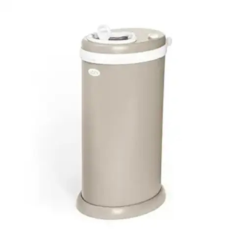 Ubbi Stainless Steel Diaper Pail, Odor Locking, No Special Bag Required, Award-Winning, Registry Must-Have, Taupe