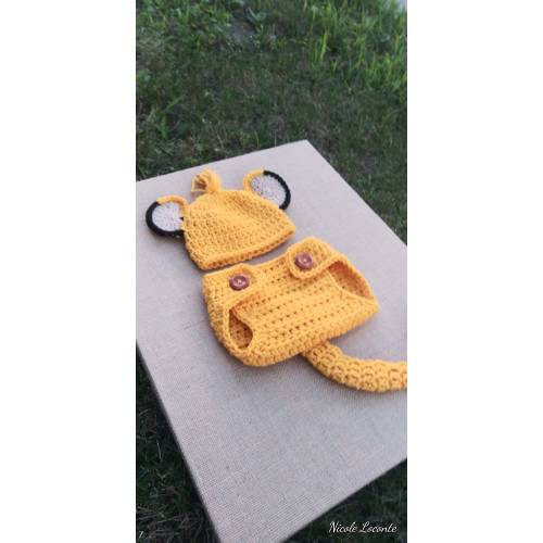 Lion hat and diaper cover set, Simba baby crochet outfit, the lion king  baby costume, baby lion photo prop, baby lion cub outfit, baby lion