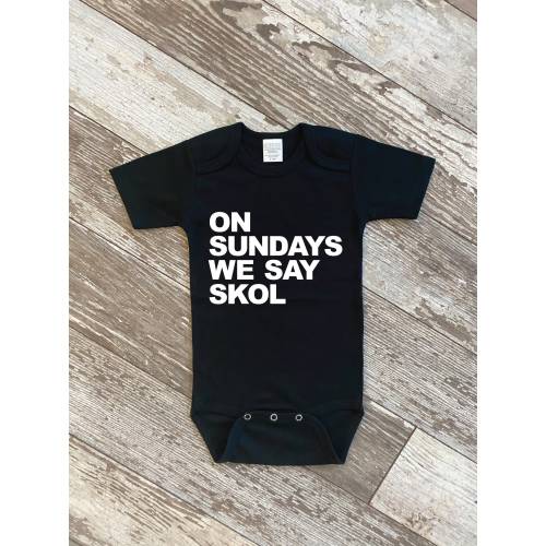 On Sundays We Say Skol | Vikings Bubble Romper OR Baby Bodysuit | Minnesota Baby Gear