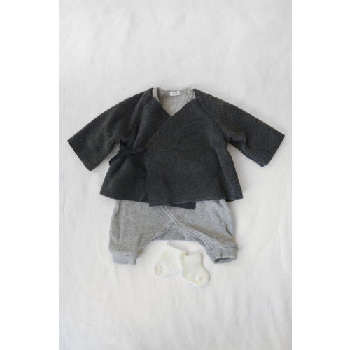 Baby Set #7 Fleece Kimono Jacket - Charcoal