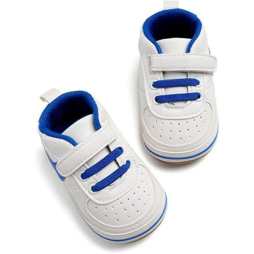 Clowora Unsex Baby Shoes Boys Girls Infant Sneakers Non-Slip Soft Rubber Sole Toddler Crib First Walker Lightweight Shoes (A03/Blue,3-6 Months)