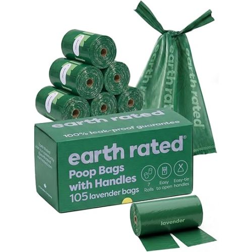 Earth Rated Dog Poop Bags for Dogs, 105 Easy Tie Handle Bags, Lavender