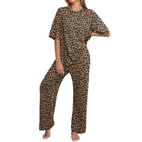 MINTREUS Lounge Sets for Women Knit Short Sleeve Tops and Long Pants Soft Comfy Pajamas Set Oversized 2 Piece Outfits S-4X