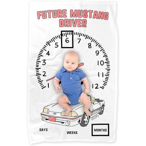 LOGOVISION Ford Mustang Baby Milestone Blanket, 36"x58" Future Mustang Driver, Unisex for Baby Boy and Girl