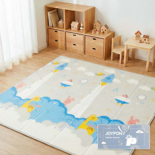 Joypony Baby Play Mat, 47 x 47 inch Reversible Waterproof Foldable Foam Mat for Tummy Time and Crawling, Anti-Slip, with Travel Bag, Indoor/Outdoor