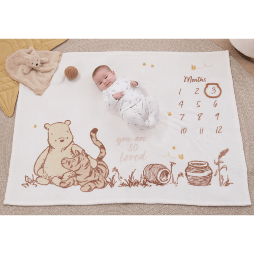 NoJo Disney Classic Winnie the Pooh You Are So Loved Milestone Baby Blanket