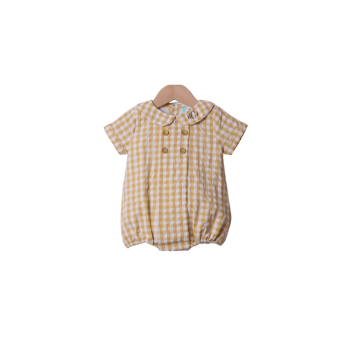 Yellow Seersucker Button Bubble