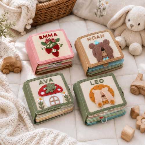 Personalized Handmade Felt Quiet Book, Christmas Gift for Baby, Customized Soft Montessori-inspired Toy, First Birthday Present, Busy book