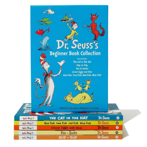 Dr. Seuss's Beginner Book Boxed Set Collection: The Cat in the Hat; One Fish Two Fish Red Fish Blue Fish; Green Eggs and Ham; Hop on Pop; Fox in Socks