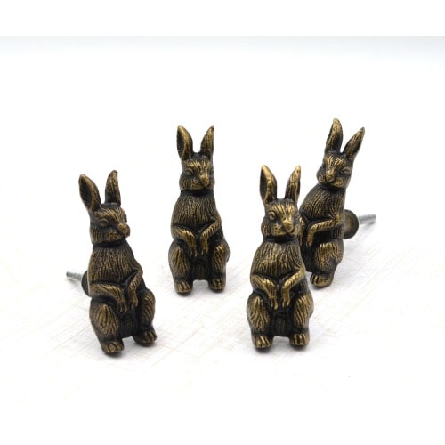 Bronze Rabbit Drawer Pull, Bunny Furniture Knob, Metal Rabbit Cabinet Hardware
