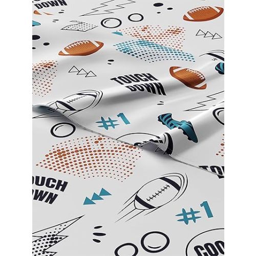 Football Bed Sheets - 4 Piece American Football Bed Sheets - Full Size Sports Bedding for Kids - Ultra-Soft & Cozy - Breathable & Machine Washable - Sports Bed Set for Boys, Girls, Teens and Toddlers