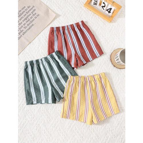 SHEIN 3pcs Set Baby Colorful Striped Elastic Waist Shorts, Casual & Versatile For Boys/Girls | SHEIN USA