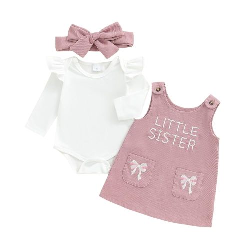 MoZiKQin Baby Girl Halloween Outfit Long Sleeve Ruffle Romper Ghost Embroidery Overall Dress Headband Cute Fall Clothes