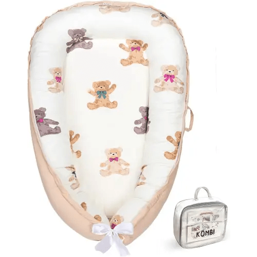 Baby Lounger for Newborn 0–24 Months, Baby Pillow & Baby Nest Lounger, Organic Cotton Breathable Infant Pillow, Portable Baby Nest for Home & Travel (Ivory)