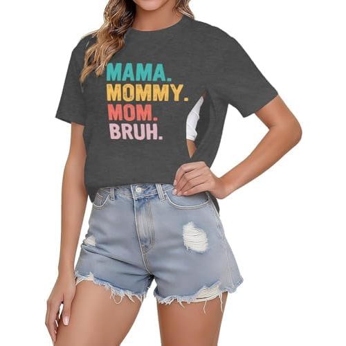 Breastfeeding Shirts Comfort Nursing Tops with Zipper Breast Feeding Shirts Women Short Sleeve Graphic Maternity Tees