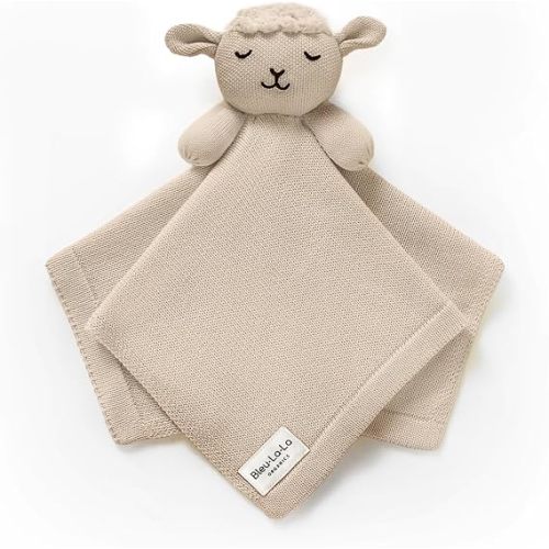 Organic Baby Lovey Security Blanket – Ultra-Soft Comfort Blanket for Newborns & Toddlers, Plush Snuggle Toy for Soothing, Perfect for Boys & Girls (Sheep - Oatmeal)