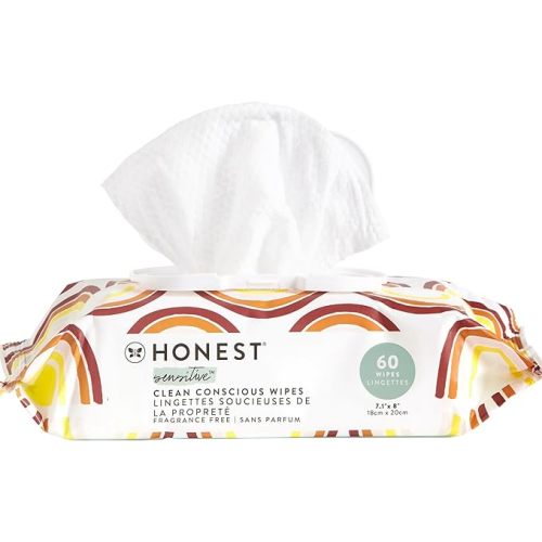 The Honest Company Baby Wipes for Sensitive Skin, Hypoallergenic, Fragrance-Free, Multi-Use, Pattern Play Design, 720 Count (8 Packs of 90)