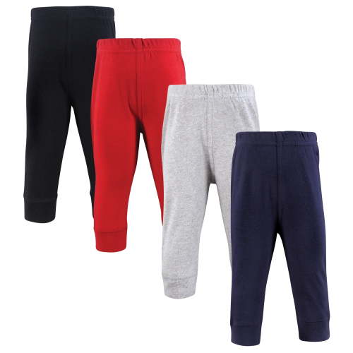 Hudson Baby Cotton Pants and Leggings, Navy Red Black, 6-9 Months