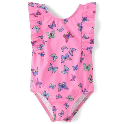 The Children's Place Baby & Toddler Girls Sleeveless Flutter One Piece Swimsuit, Sizes 6M-5T