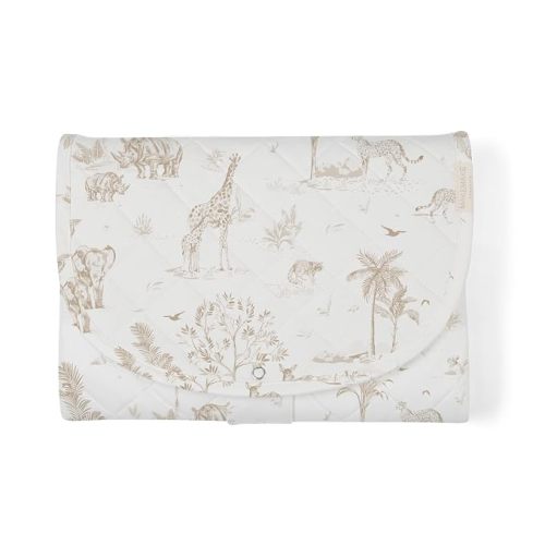 Organic Portable Changing Pad GOTS Certified Organic Cotton Fill Portable Diaper Changing Mat Diaper Clutch Changing Station Kit Compact Travel Pad (33"x34", Safari)