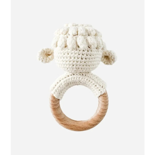 Crocheted Lamb Rattle Teether For Baby | Colored Organics®
