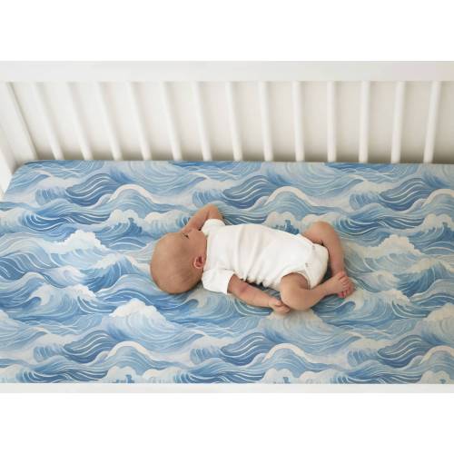 Crashing Waves Crib Sheet, Ocean Crib Sheet, Nautical Crib Sheet, Beach Themed Nursery, Nautical Themed Nursery
